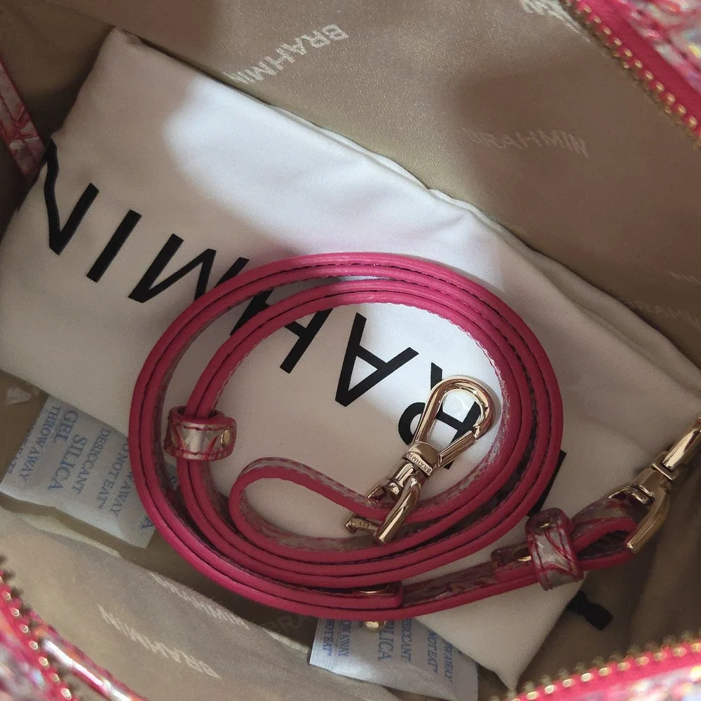 💕▪️Brahmin ▪️Cami Coral Snapdragon Lokeani Pink Iridescent Floral Satchel